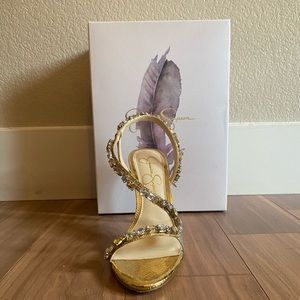 Jessica Simpson gold heels